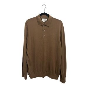 Autograph Sweater Men’s XL Brown Camel Extra Fine Merino Wool Collared Pullover